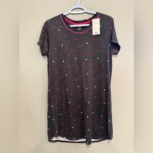 🔴2/$10 SALE🔴George Charcoal Pajama Dress with Red and White Hearts